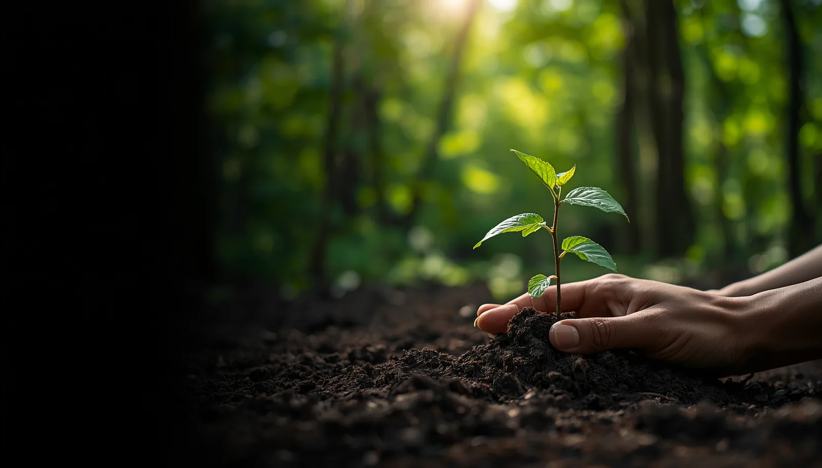 Jeune pousse plantée en forêt